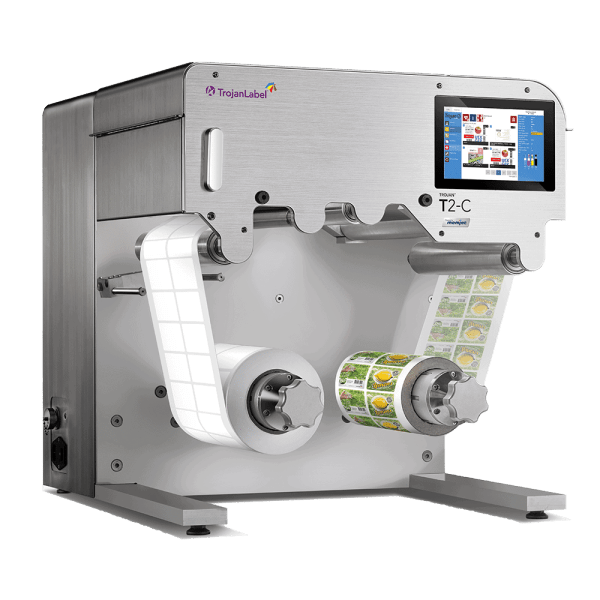 T2-C VP 2 TrojanLabel T2-C STD Tabletop Press Color Label Printer Front View