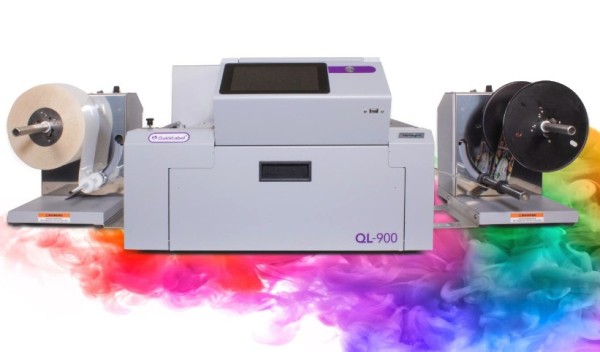 Quick Label QL-900 splash image with rewinder & unwinder