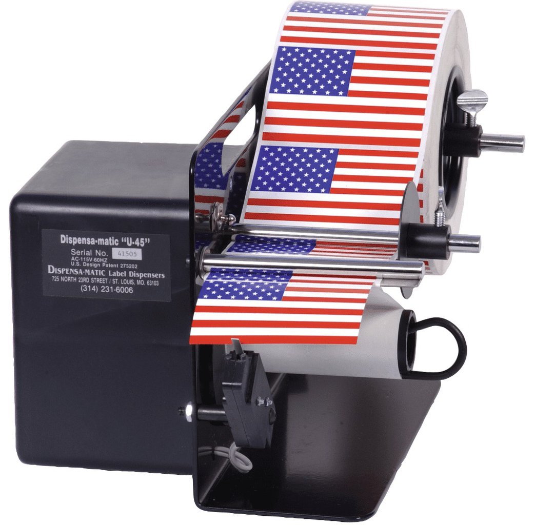 Dispensa-Matic U45 Label Dispenser, U-45 High Speed with Switch, Up to 4.5" Wide SKU: Dispensa-Matic-U45-HS-Switch 2 Dispensa-Matic-U45-Automatic-Label-Dispenser-2