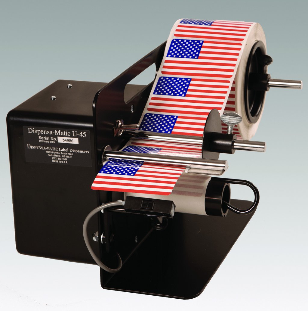Dispensa-Matic U45 Label Dispenser, U-45 with Switch, Up to 4.5" Wide SKU: Dispensa-Matic-U45-Switch 1 Dispensa-Matic-U45-Automatic-Label-Dispenser