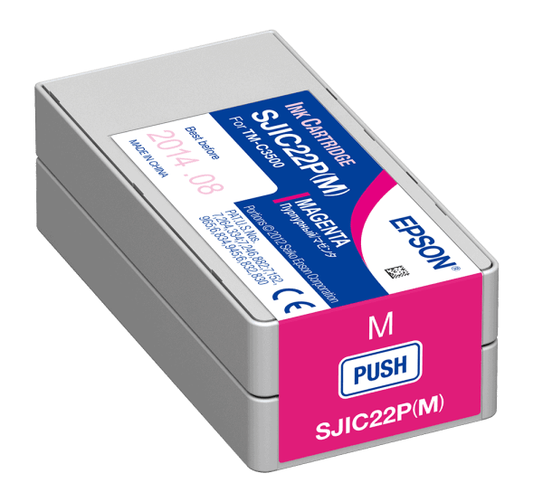 Epson ColorWorks C3500 Magenta Ink Cartridge SJIC22(M) for Epson C3500 SKU: C33S020582 GTIN: 4988617161702 1 Epson ColorWorks C3500 Magenta Ink Cartridge
