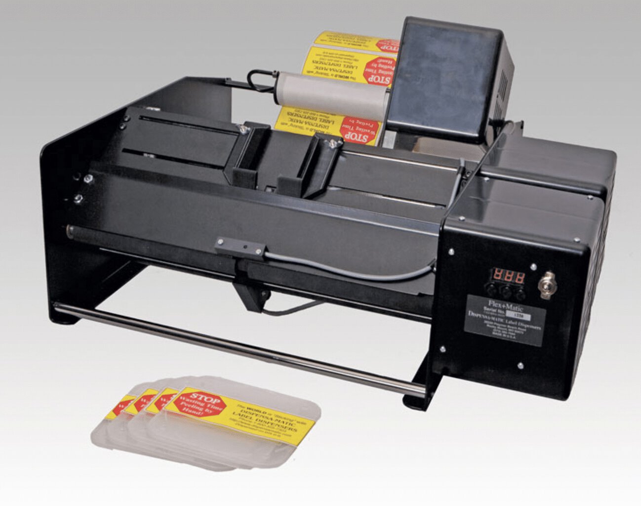 DELUXE Dispensa-Matic Flex+Matic Flat Surface Electric Label Applicator / Label Dispenser SKU: Flex+Matic-Deluxe 1 Flex+Matic-Dispensa-Matic